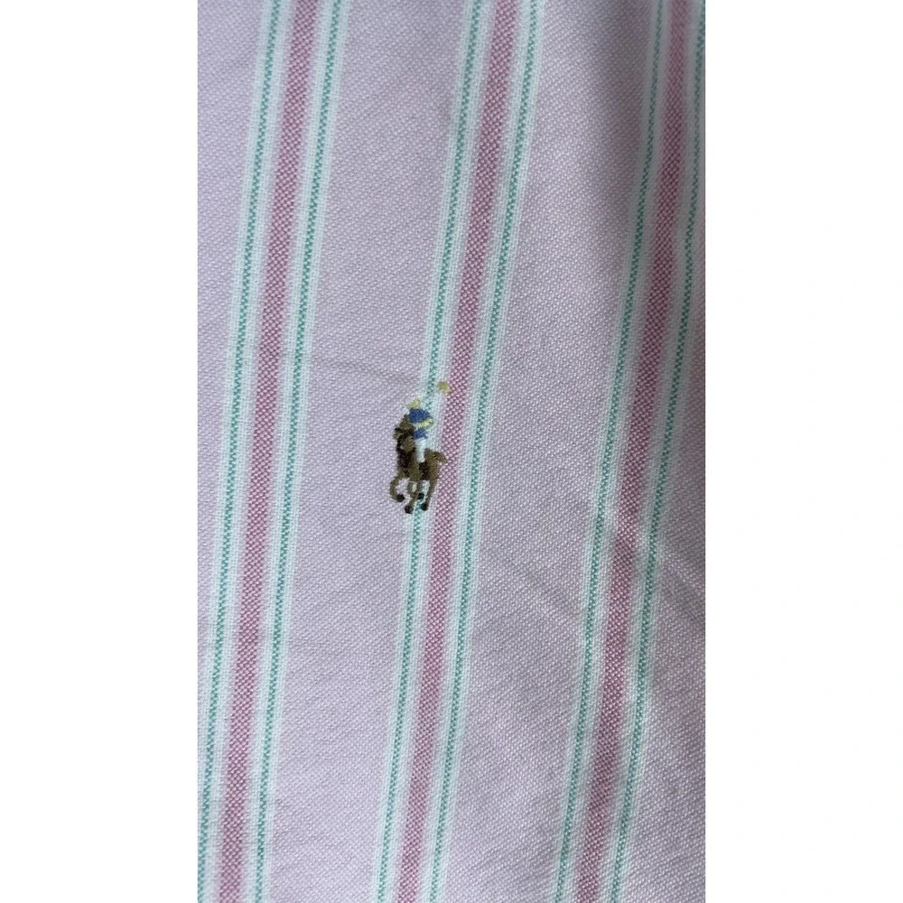 Ralph Lauren Shirt Youth 14 Pink Stripe Long Sleeve Button Down‎ Top Pony Logo